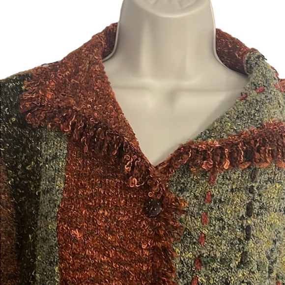 Chico's Women’s Button Down Knit Sweater Earth Tone Colors Boho Style Medium - Picture 6 of 7